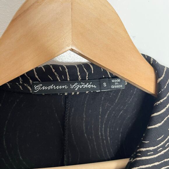 Gudrun Sjoden Long Sleeve Snap Button Shirt Dress Womens Small Black Lagenlook - Picture 5 of 10